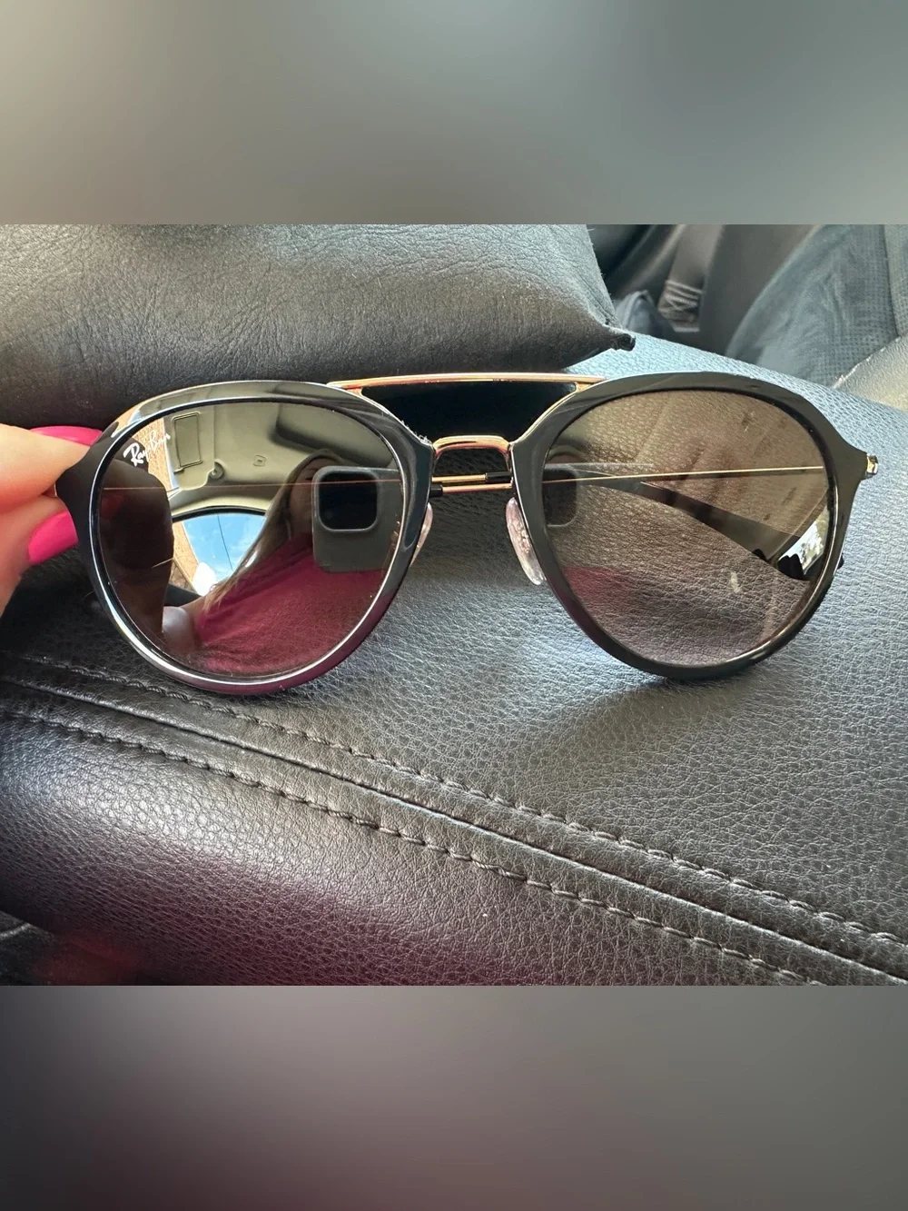 Ray Ban Double Bridge Black Sunglasses with Gold Tone Hardware